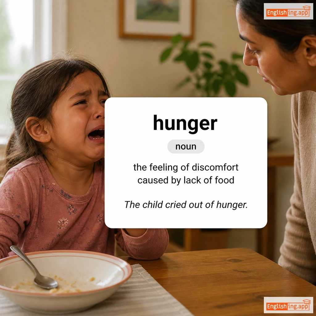 hunger definition card — visual illustration of the meaning