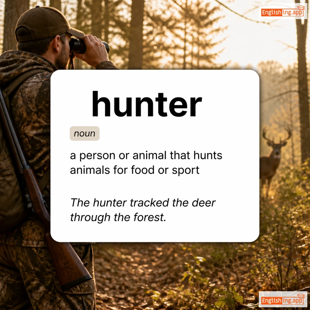hunter definition card — visual illustration of the meaning