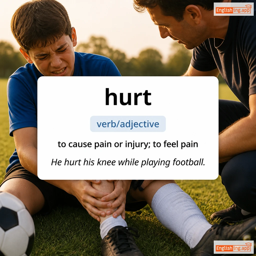 hurt definition card — visual illustration of the meaning