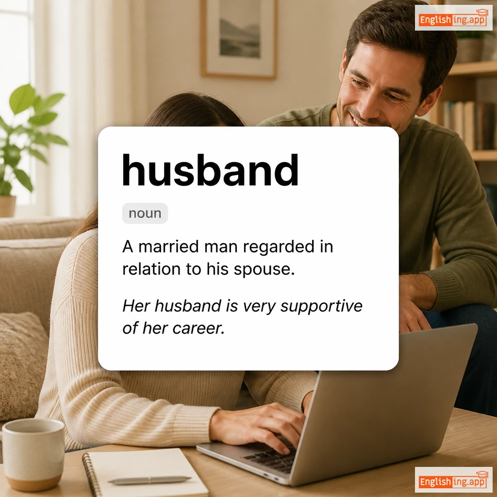 husband definition card — visual illustration of the meaning