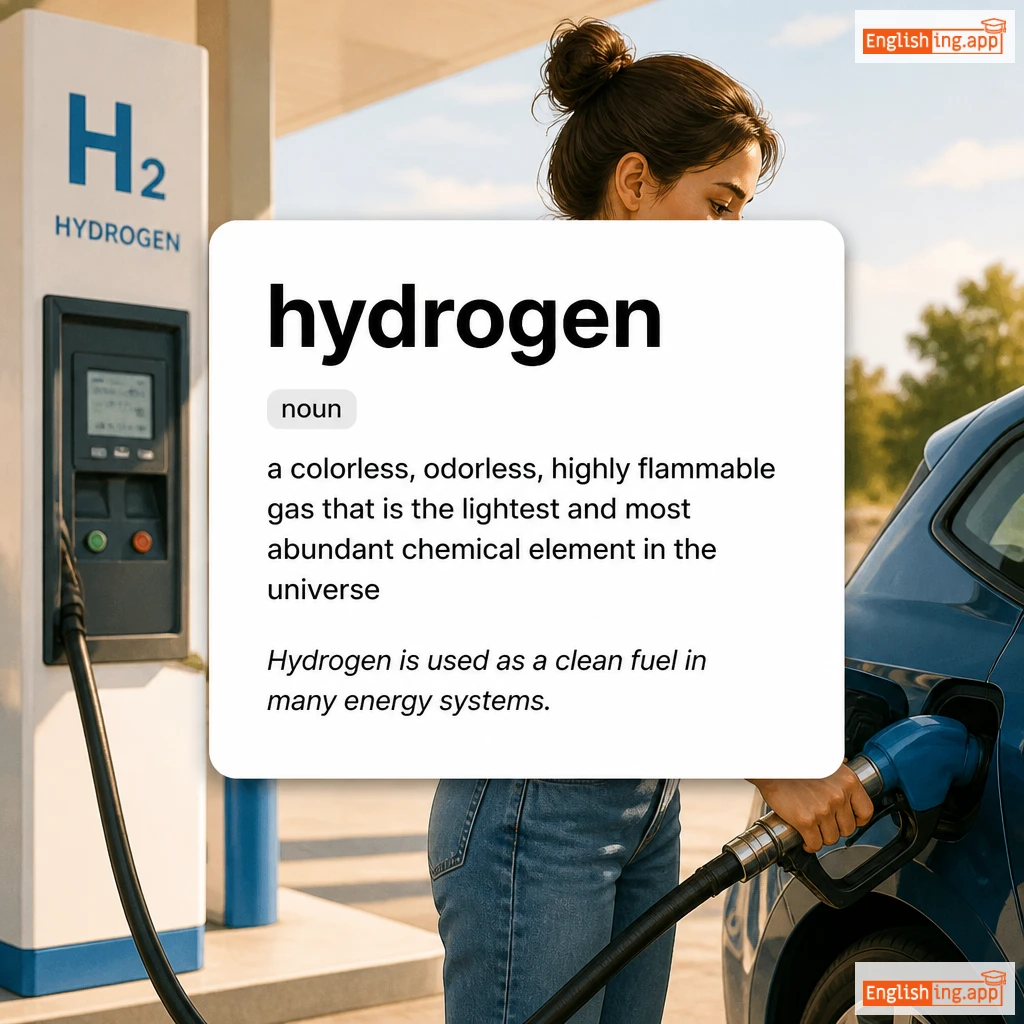 hydrogen definition card — visual illustration of the meaning