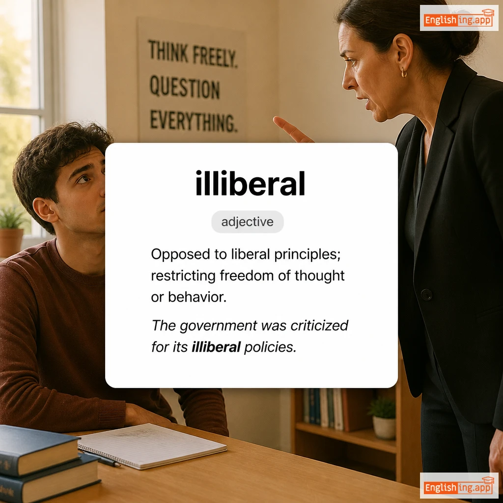 illiberal definition card — visual illustration of the meaning