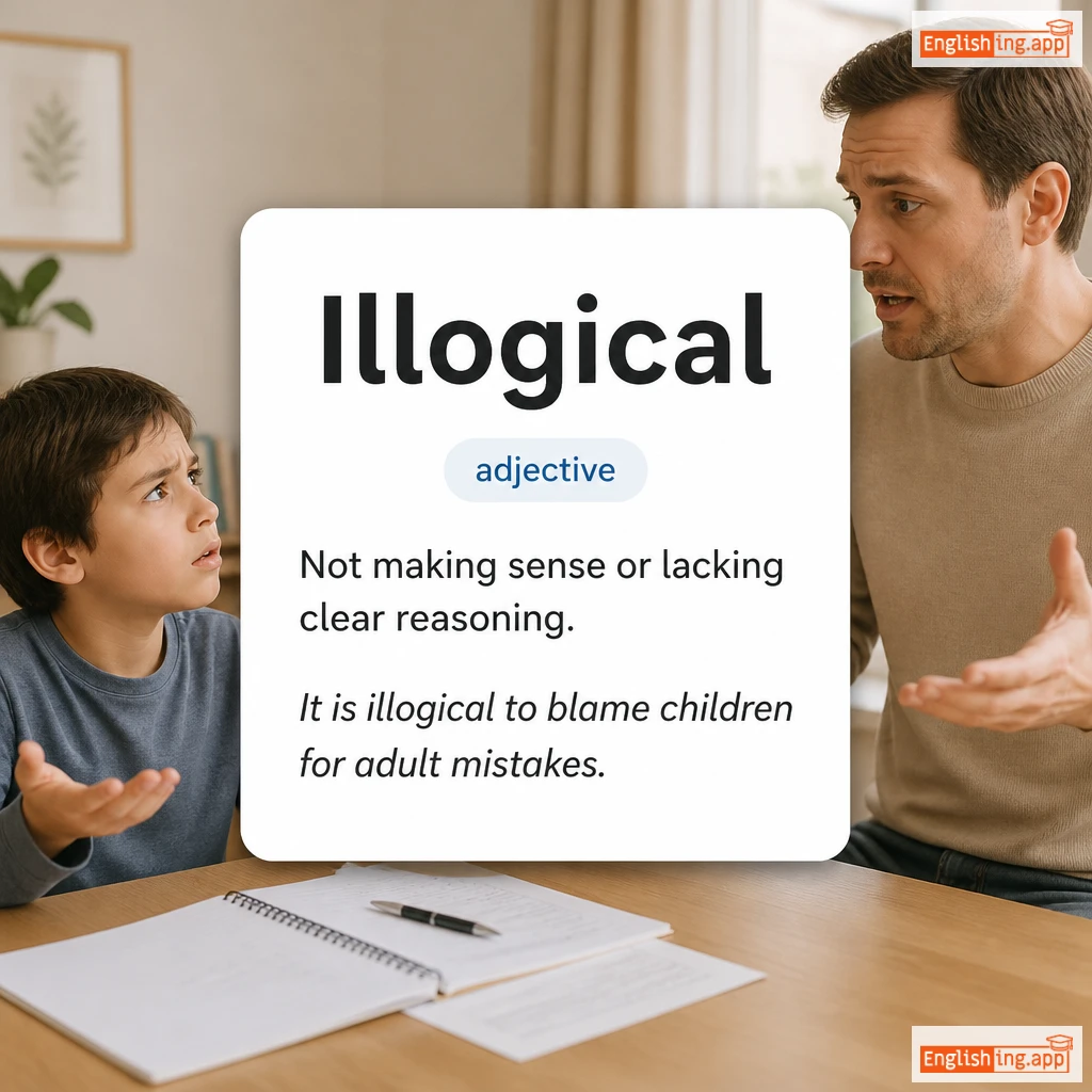 Illogical definition card — visual illustration of the meaning