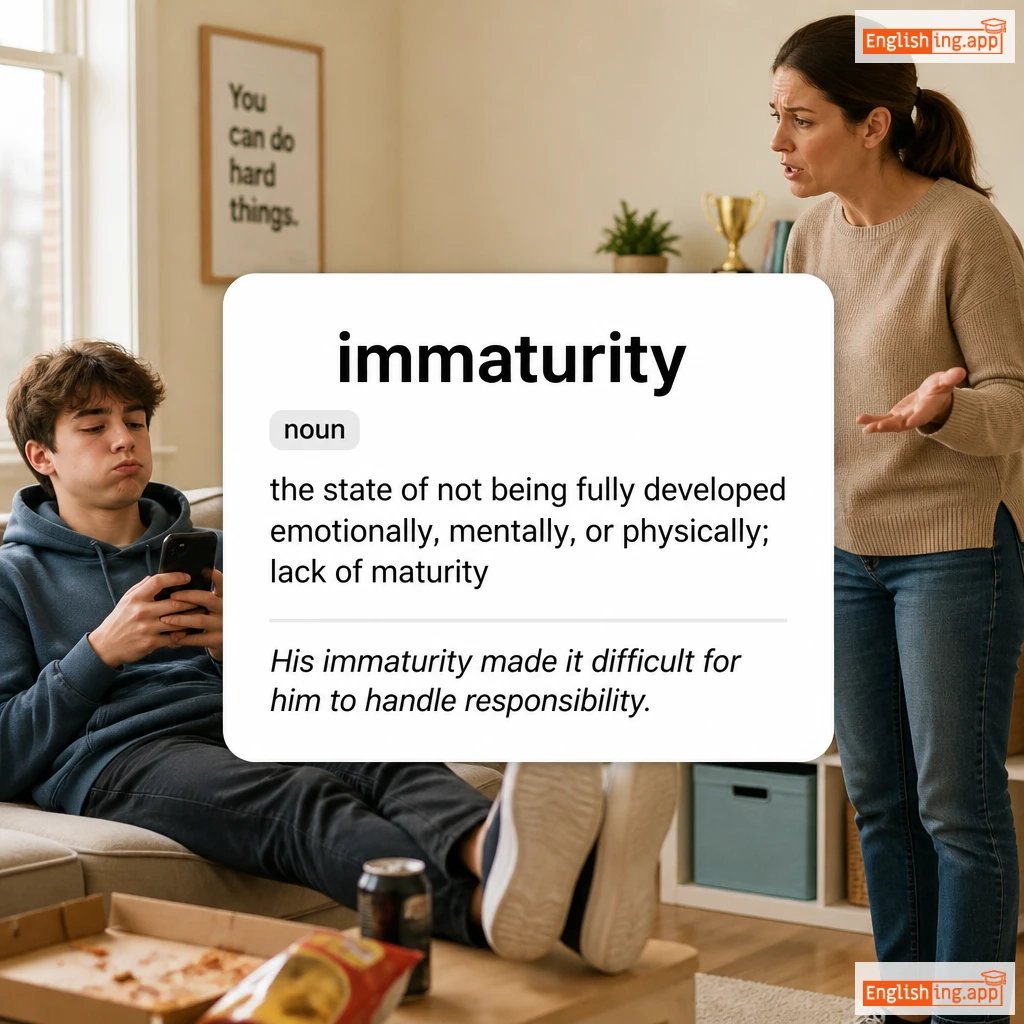 immaturity definition card — visual illustration of the meaning