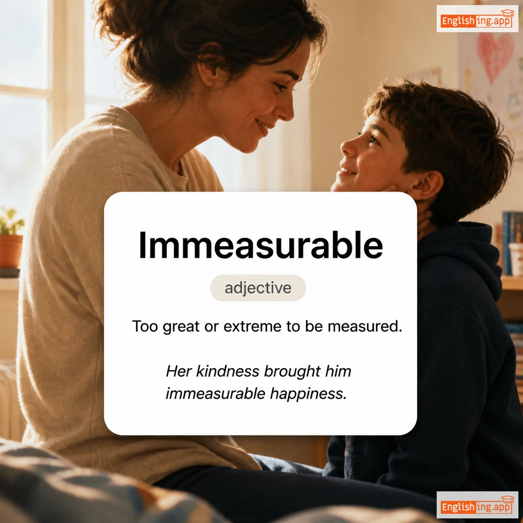 Immeasurable definition card — visual illustration of the meaning
