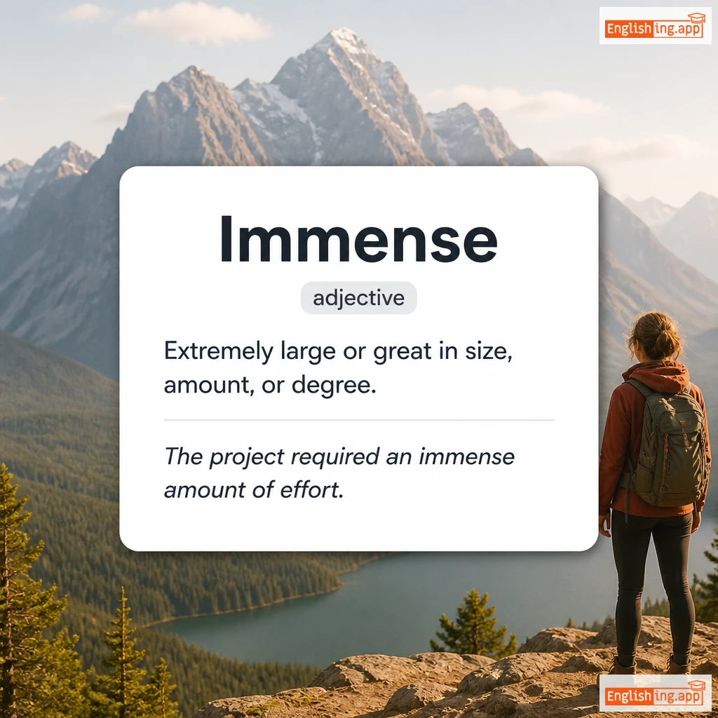 Immense definition card — visual illustration of the meaning
