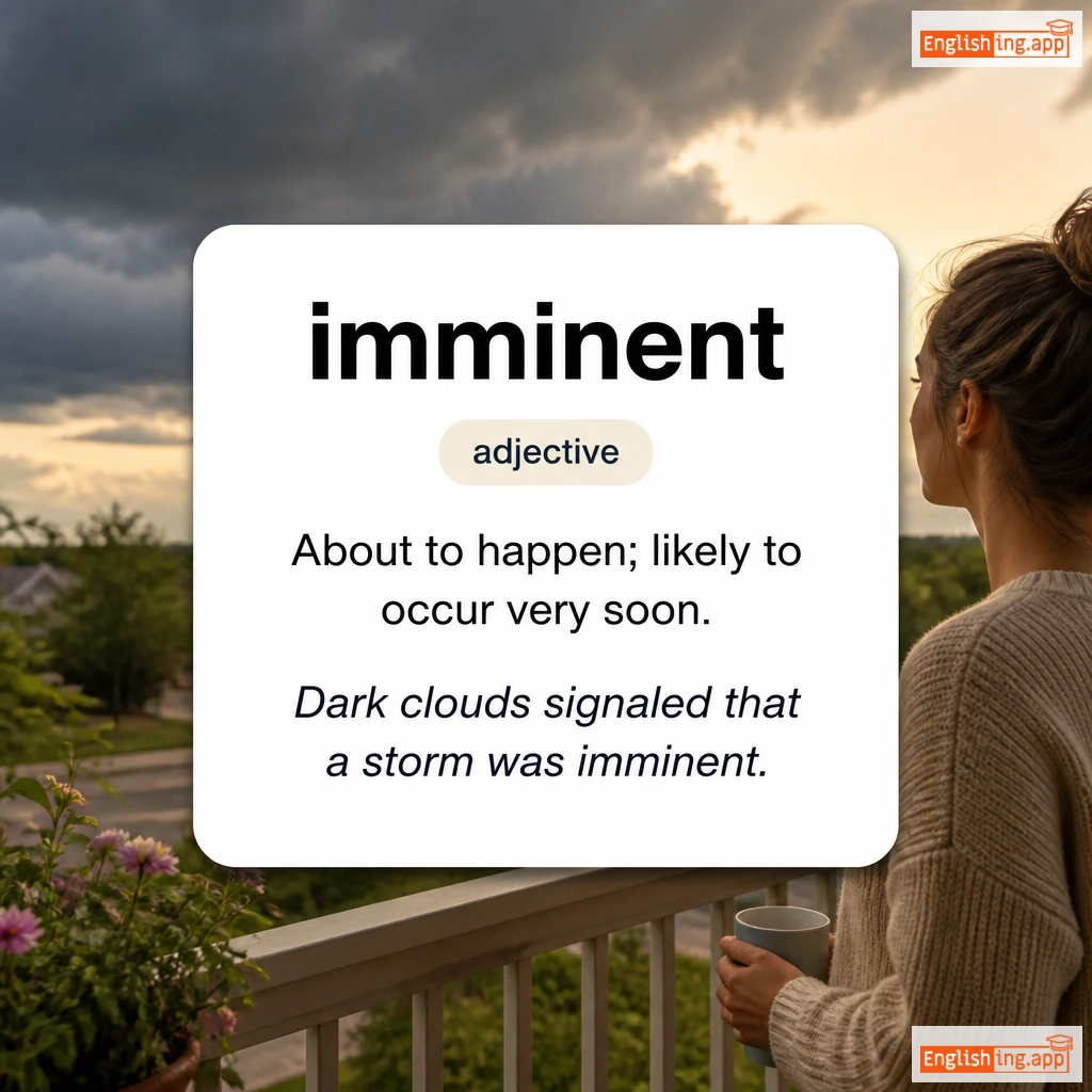 imminent definition card — visual illustration of the meaning