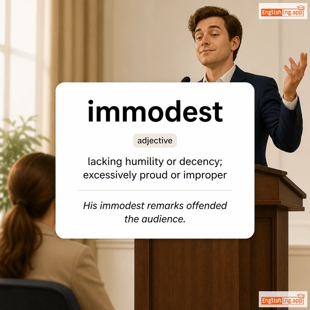 immodest definition card — visual illustration of the meaning