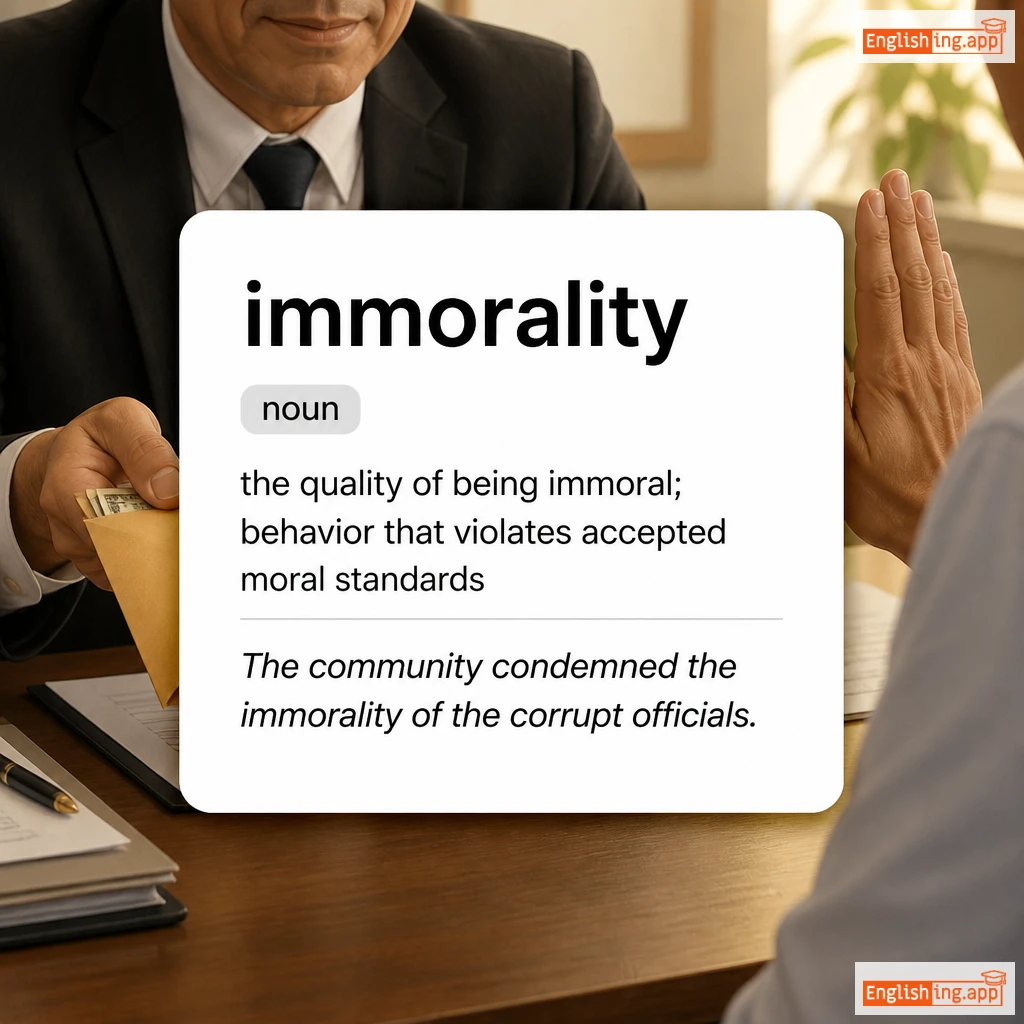 immorality definition card — visual illustration of the meaning