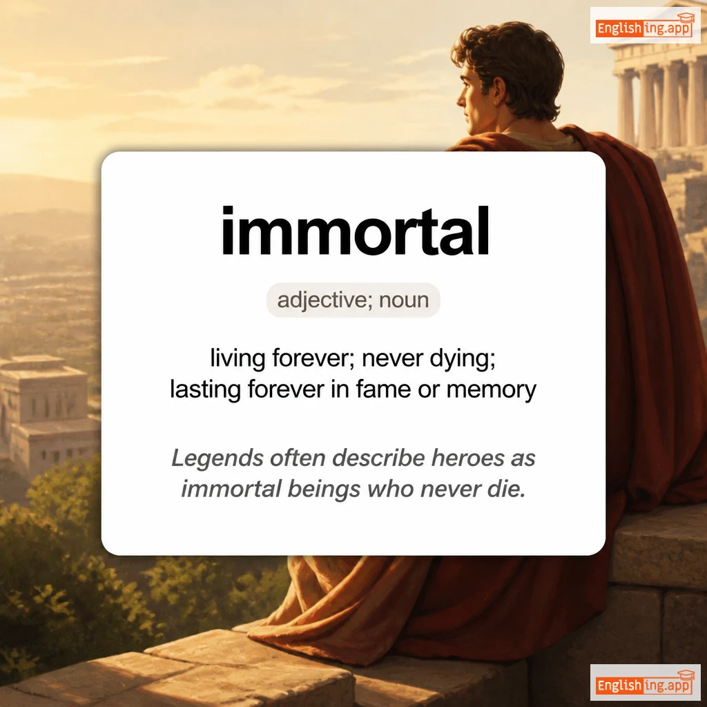 immortal definition card — visual illustration of the meaning