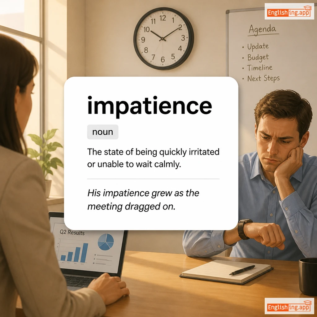 impatience definition card — visual illustration of the meaning