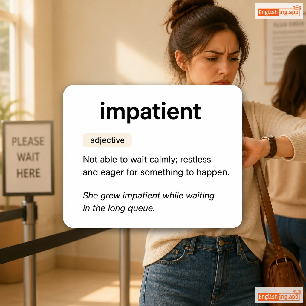 impatient definition card — visual illustration of the meaning