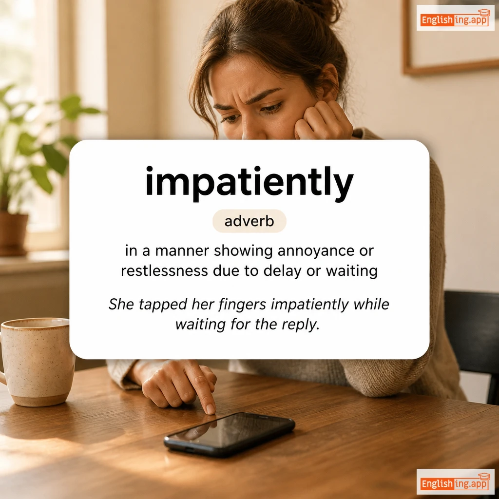 impatiently definition card — visual illustration of the meaning