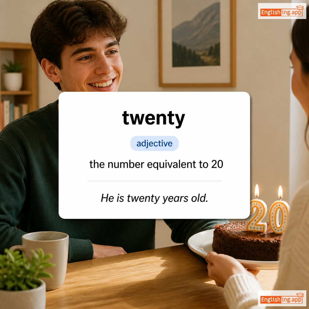 twenty definition card — visual illustration of the meaning