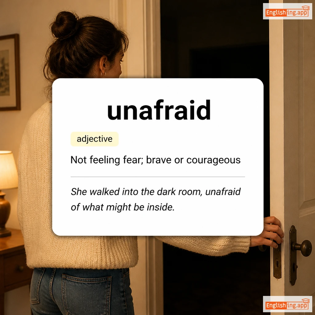 unafraid definition card — visual illustration of the meaning
