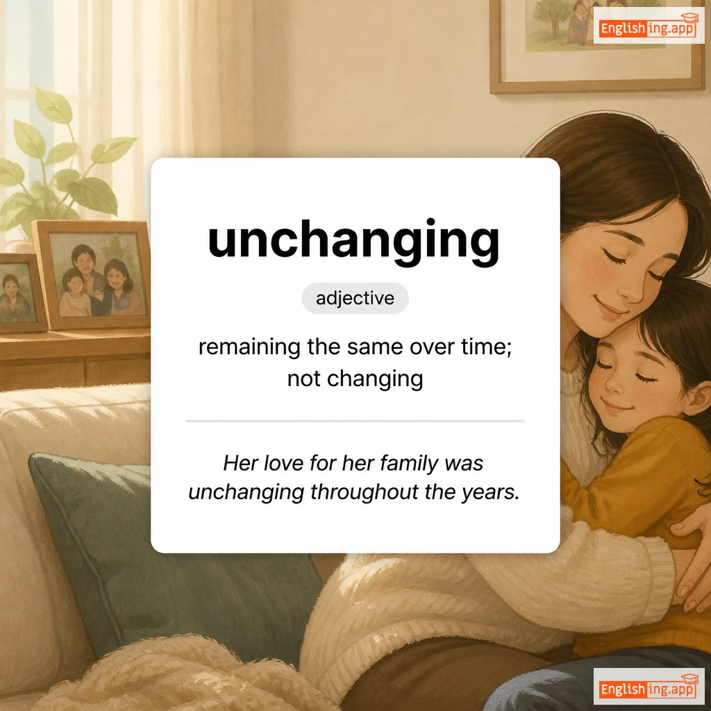unchanging definition card — visual illustration of the meaning