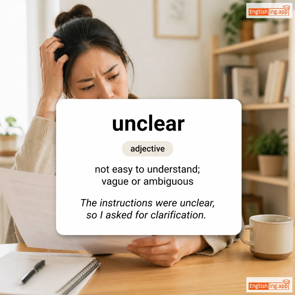unclear definition card — visual illustration of the meaning