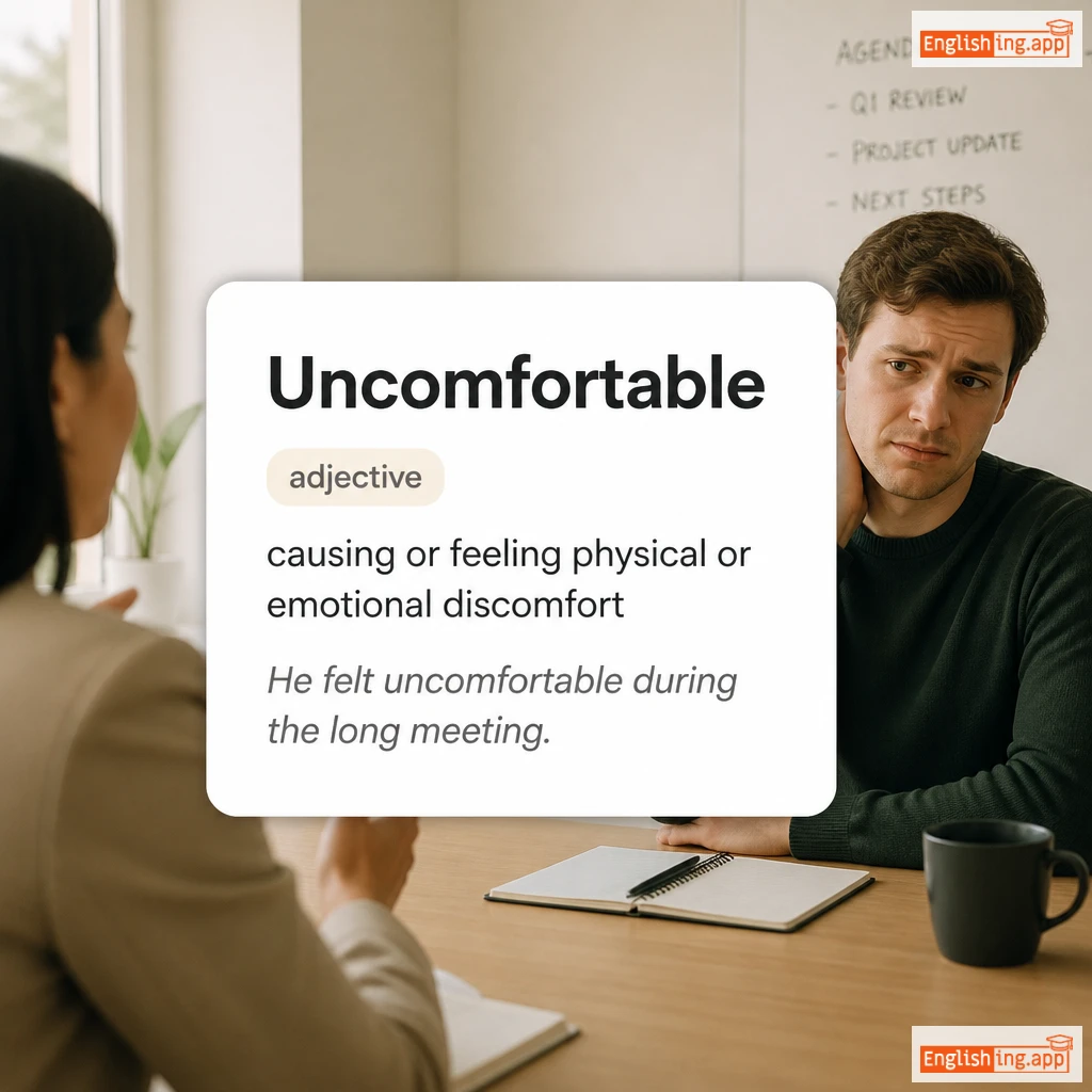 Uncomfortable definition card — visual illustration of the meaning