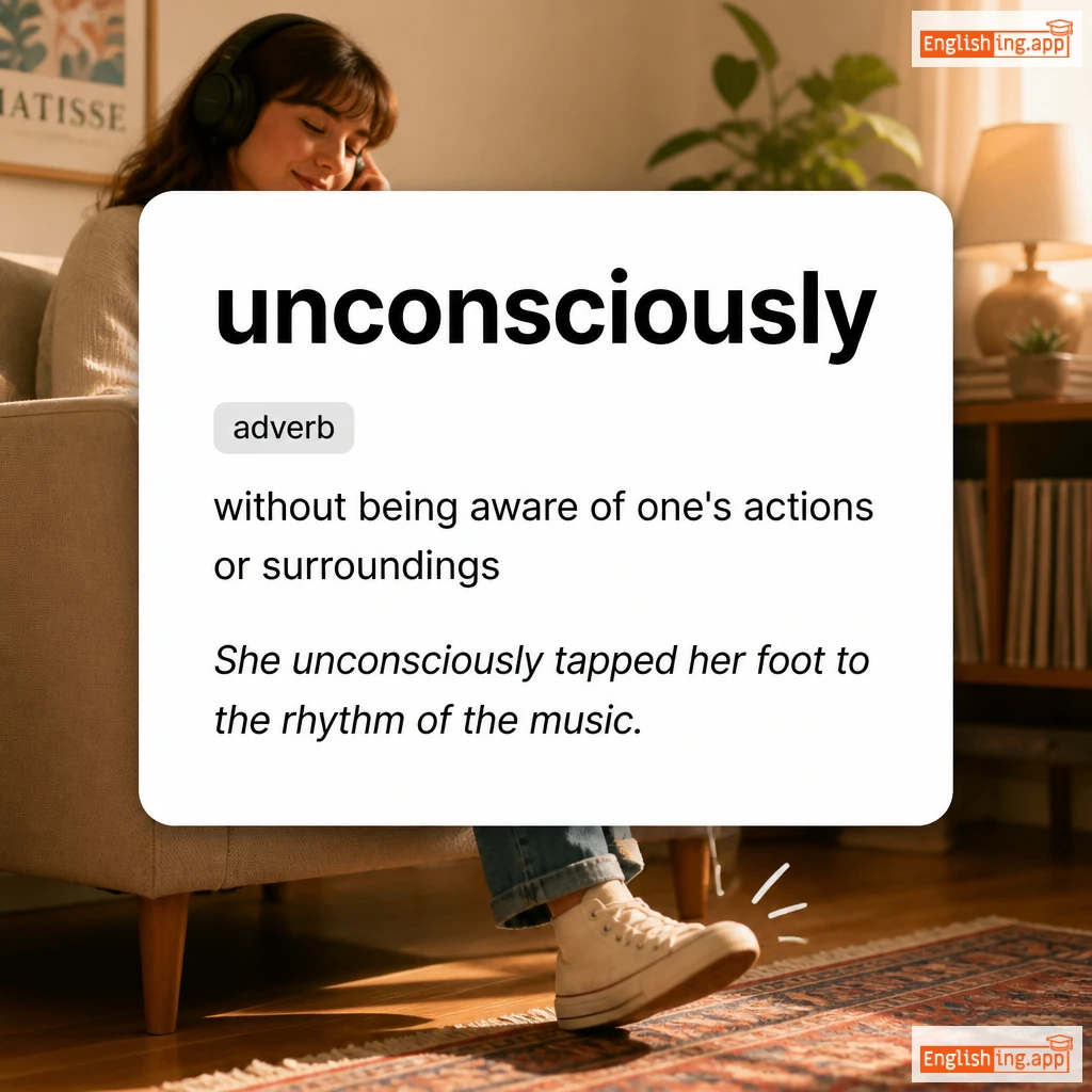 unconsciously definition card — visual illustration of the meaning