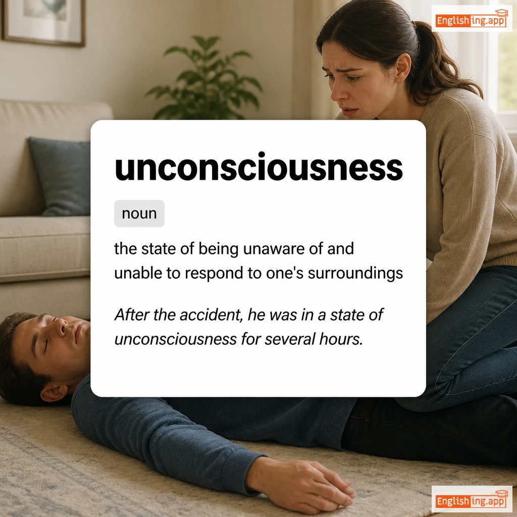 unconsciousness definition card — visual illustration of the meaning