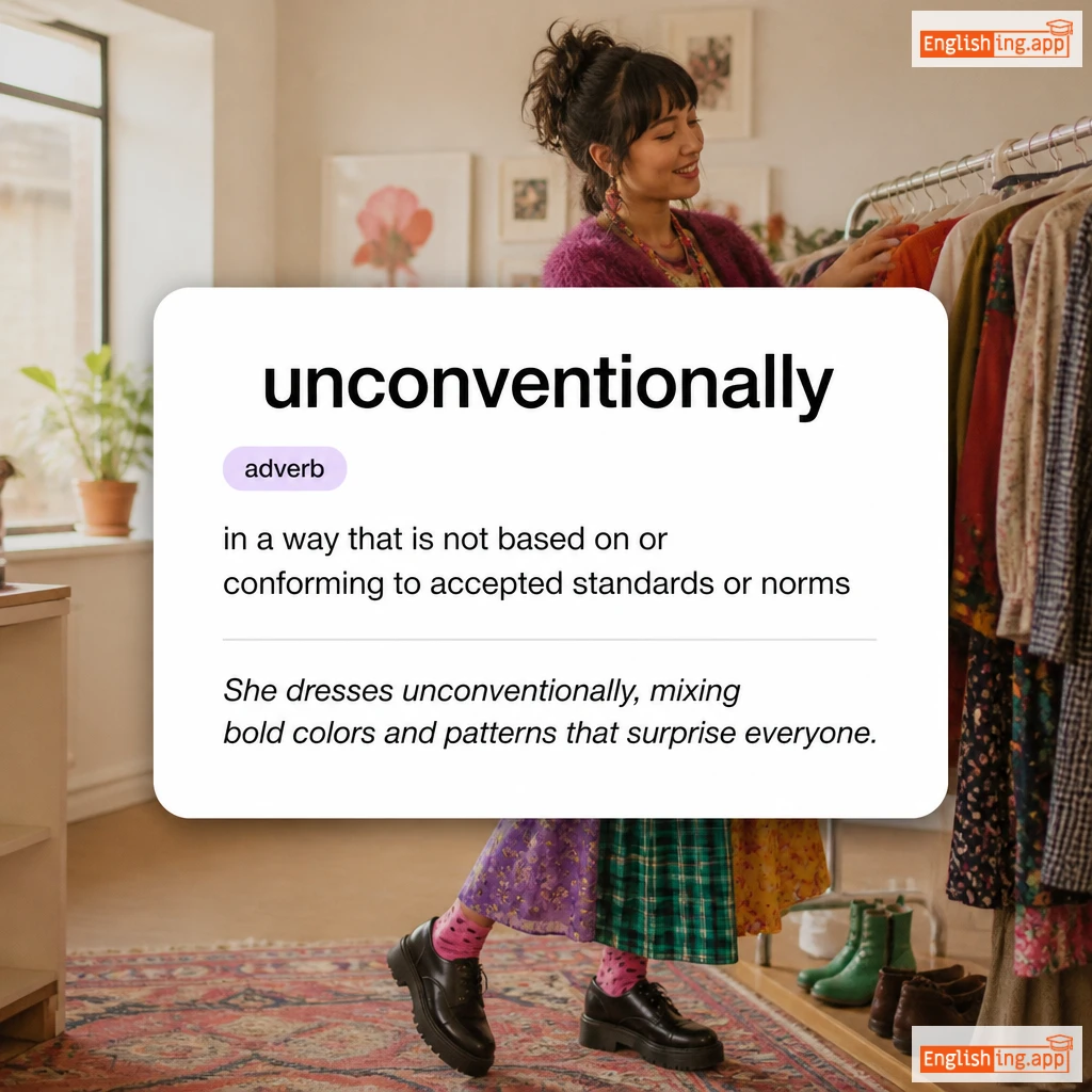 unconventionally definition card — visual illustration of the meaning