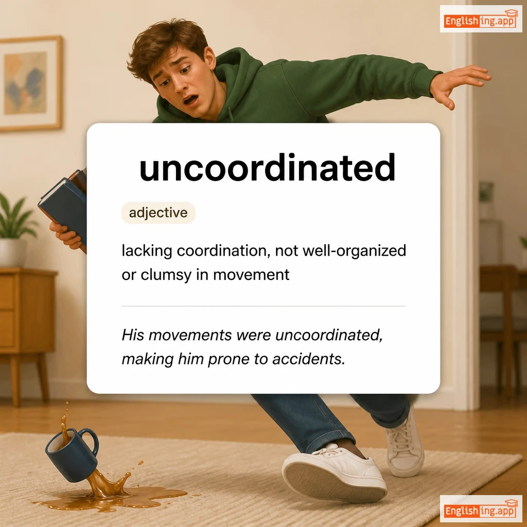 uncoordinated definition card — visual illustration of the meaning