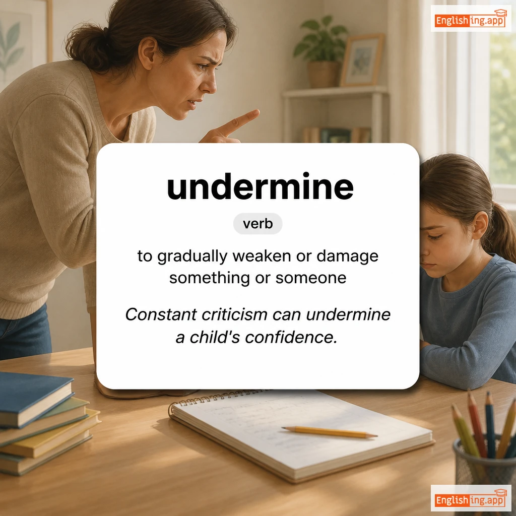 undermine definition card — visual illustration of the meaning