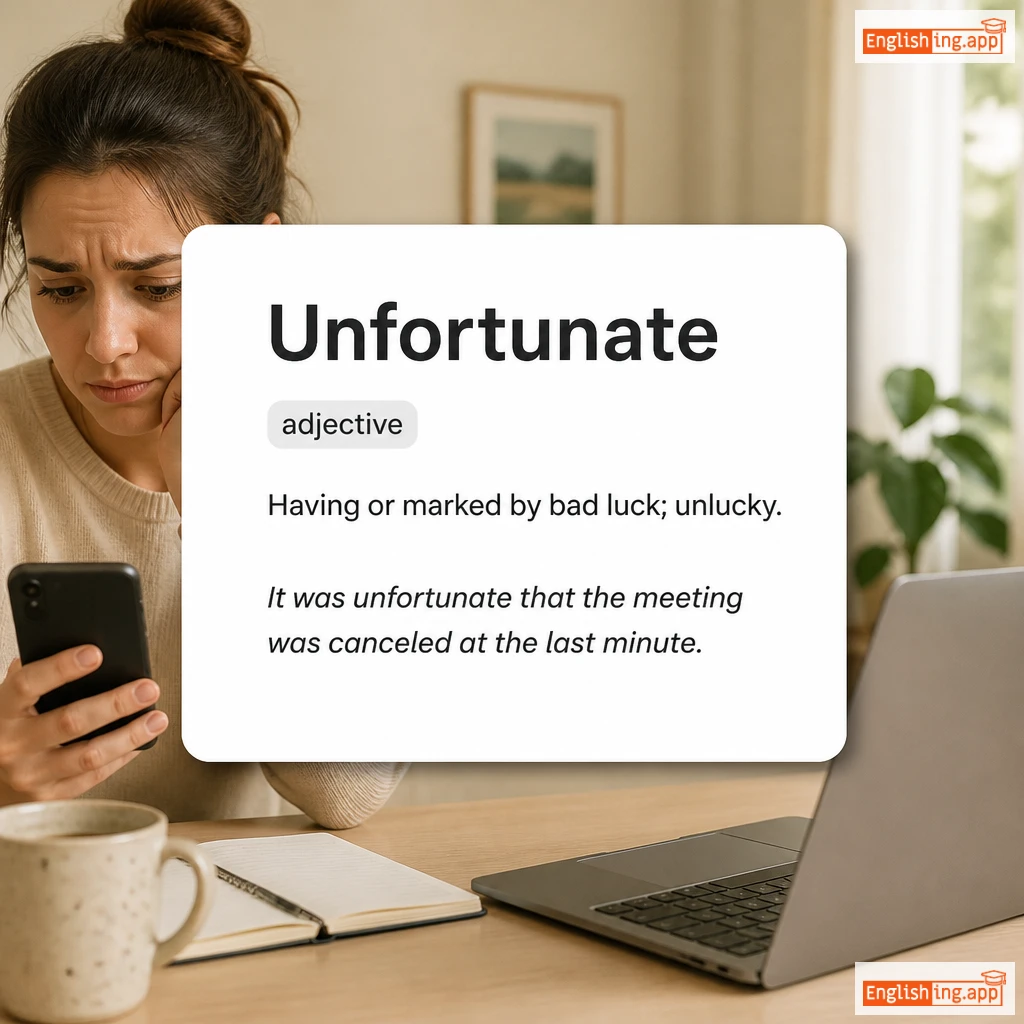 Unfortunate definition card — visual illustration of the meaning