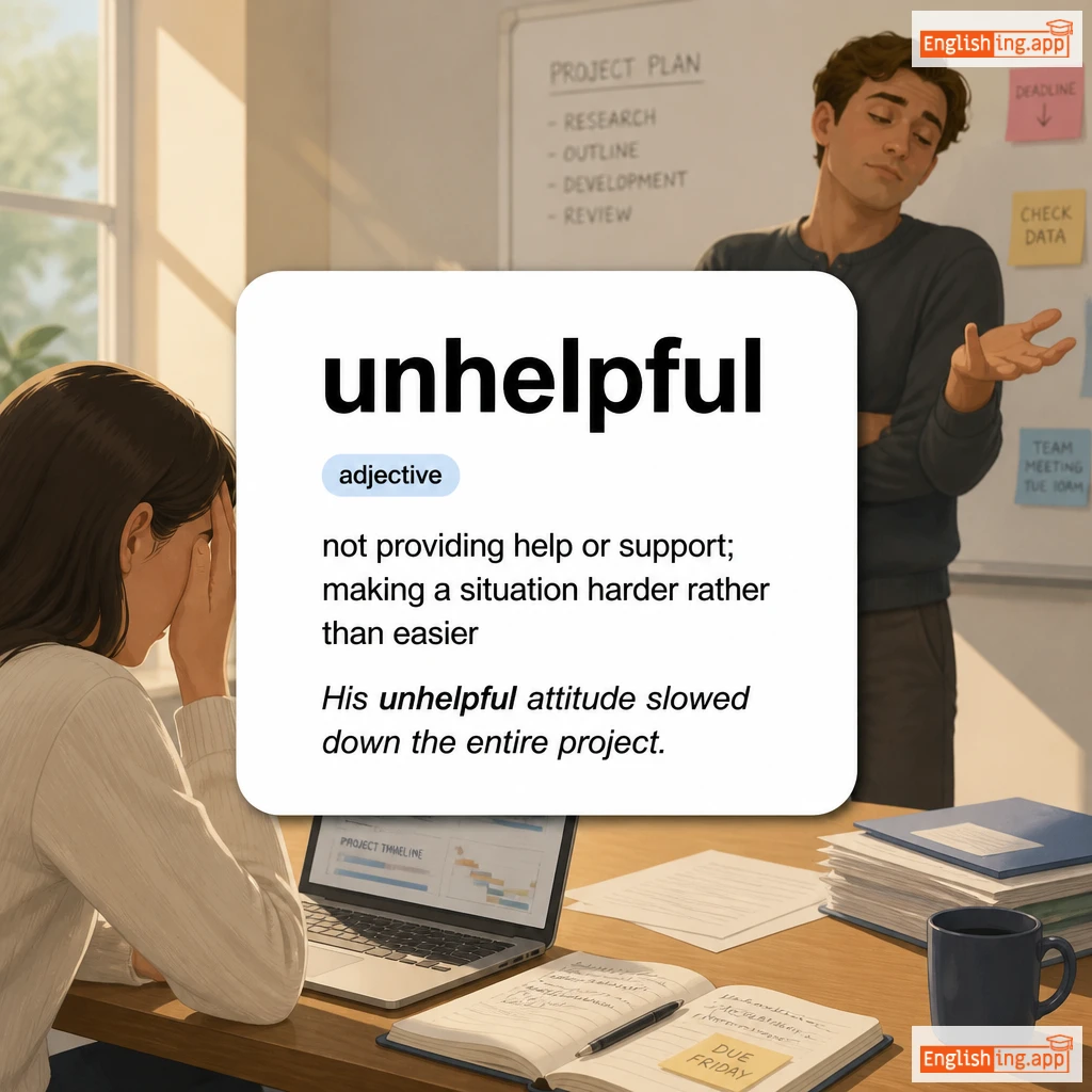 unhelpful definition card — visual illustration of the meaning