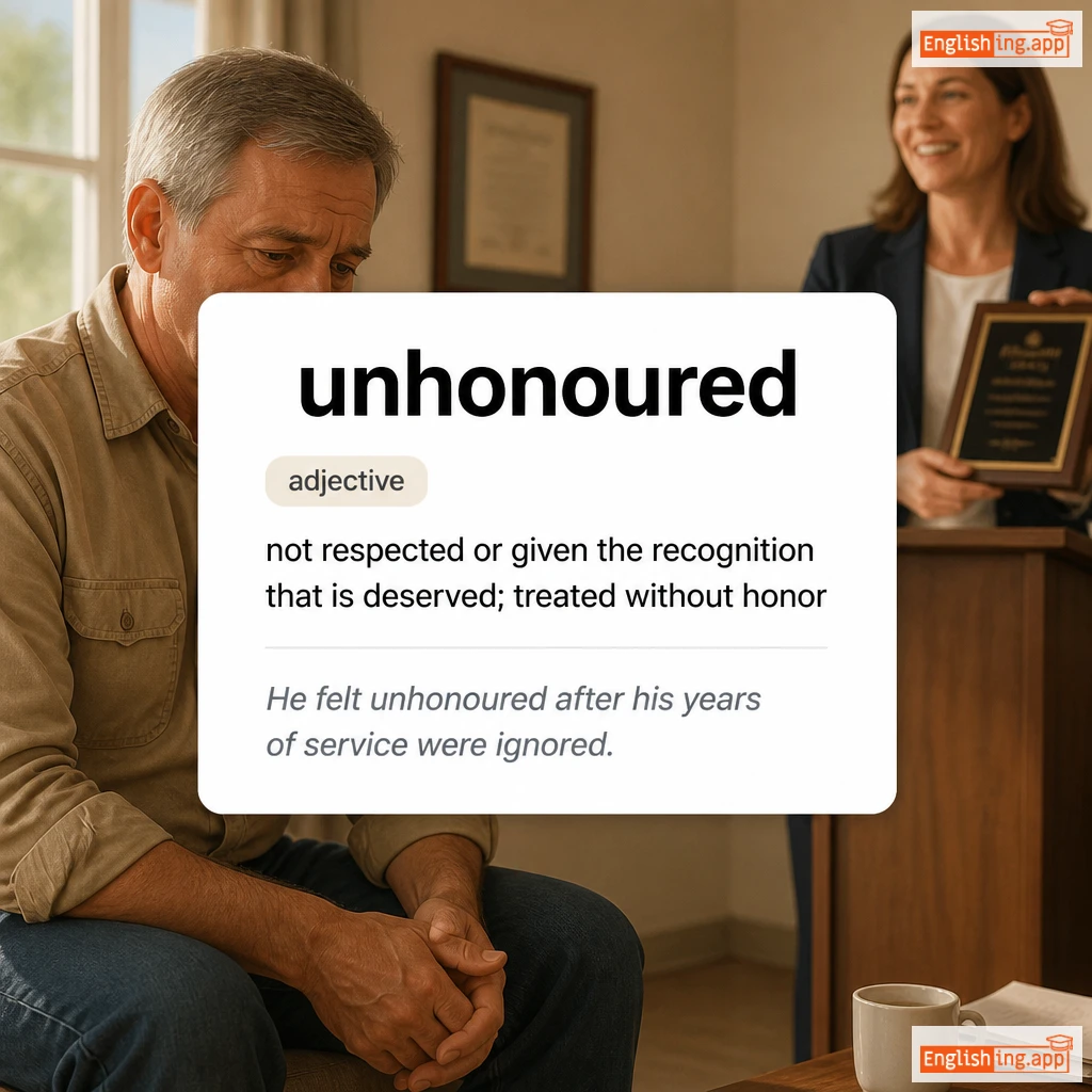 unhonoured definition card — visual illustration of the meaning