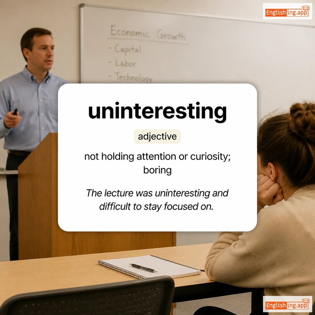 uninteresting definition card — visual illustration of the meaning