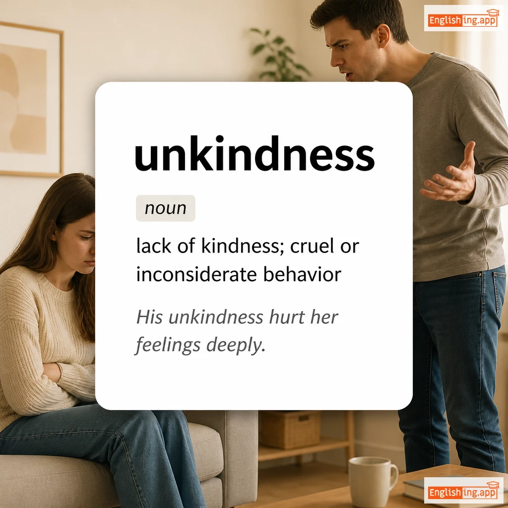 unkindness definition card — visual illustration of the meaning