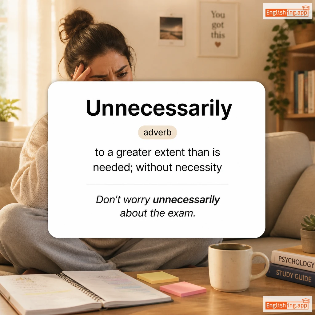 Unnecessarily definition card — visual illustration of the meaning