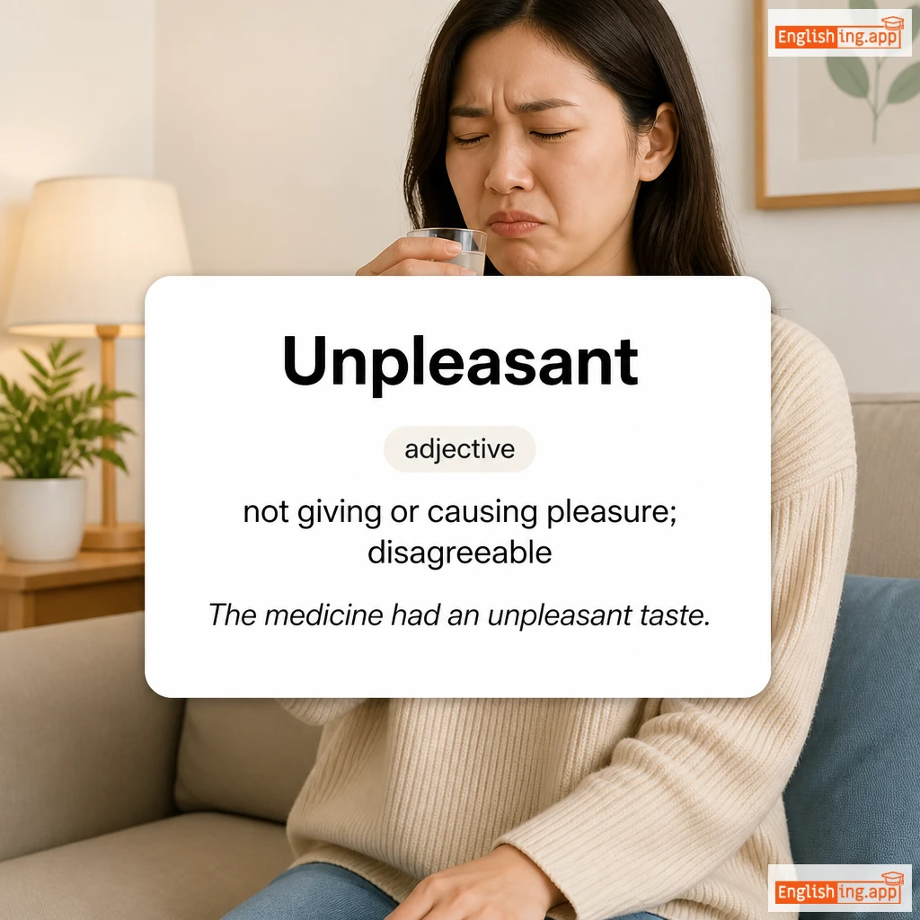 Unpleasant definition card — visual illustration of the meaning
