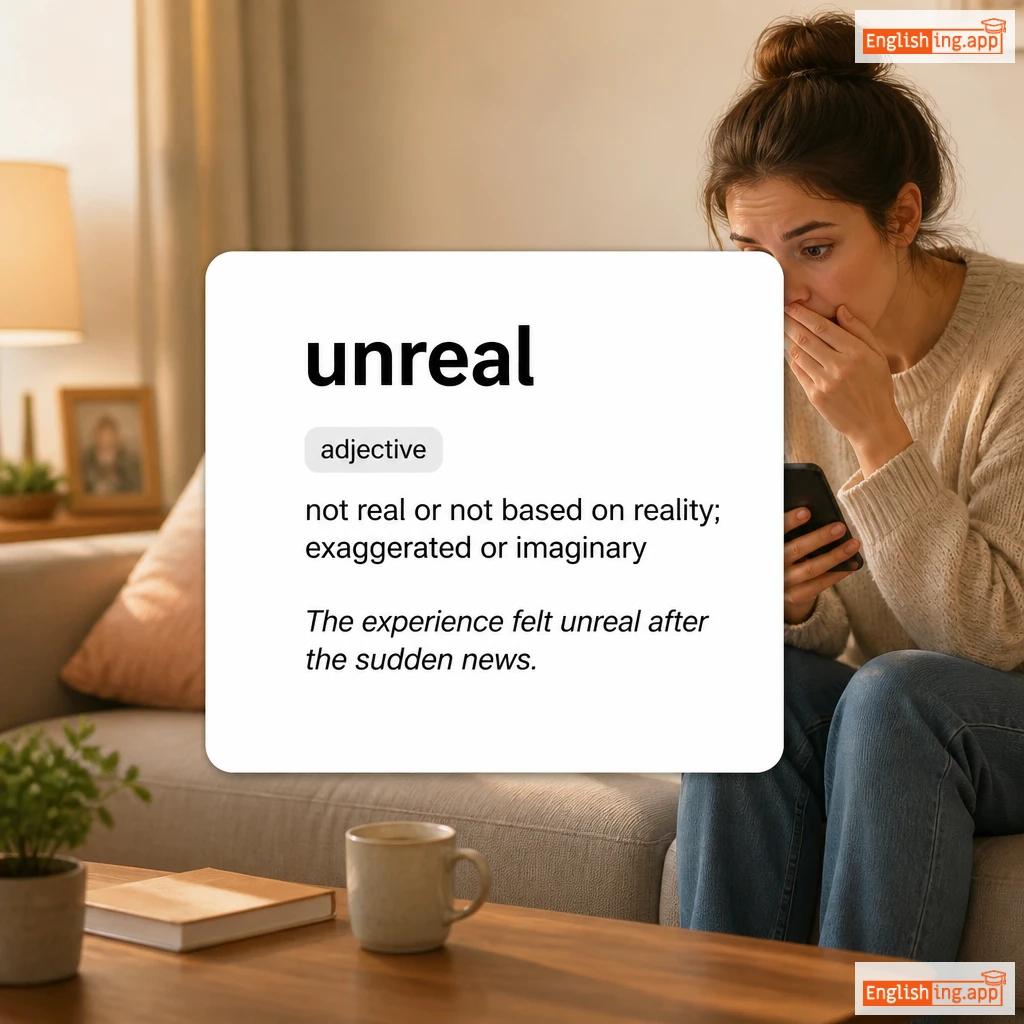 unreal definition card — visual illustration of the meaning