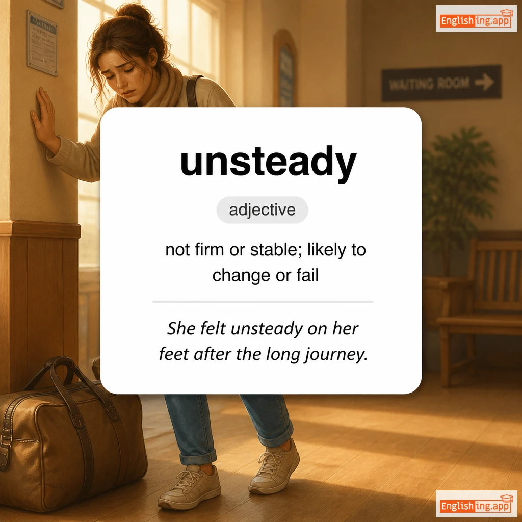 unsteady definition card — visual illustration of the meaning