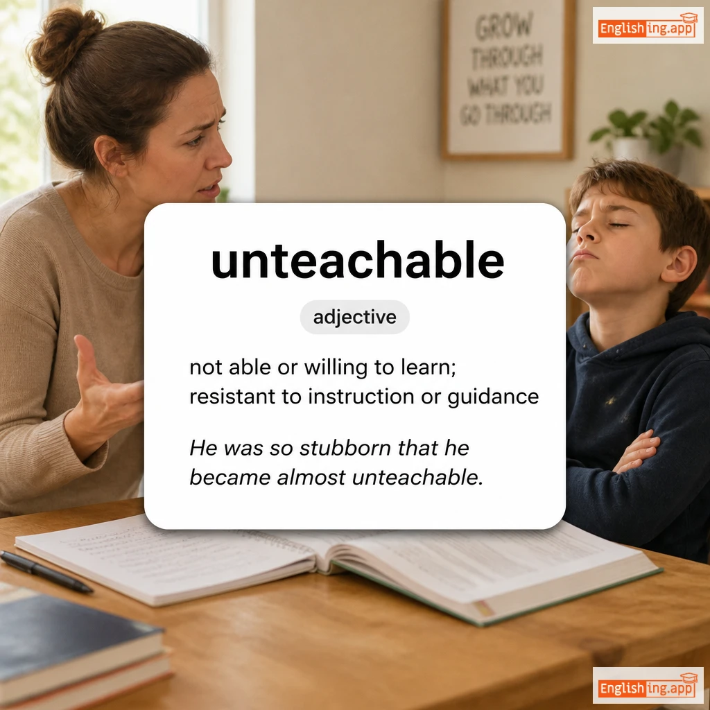 unteachable definition card — visual illustration of the meaning