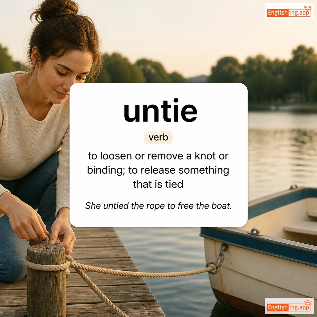 untie definition card — visual illustration of the meaning