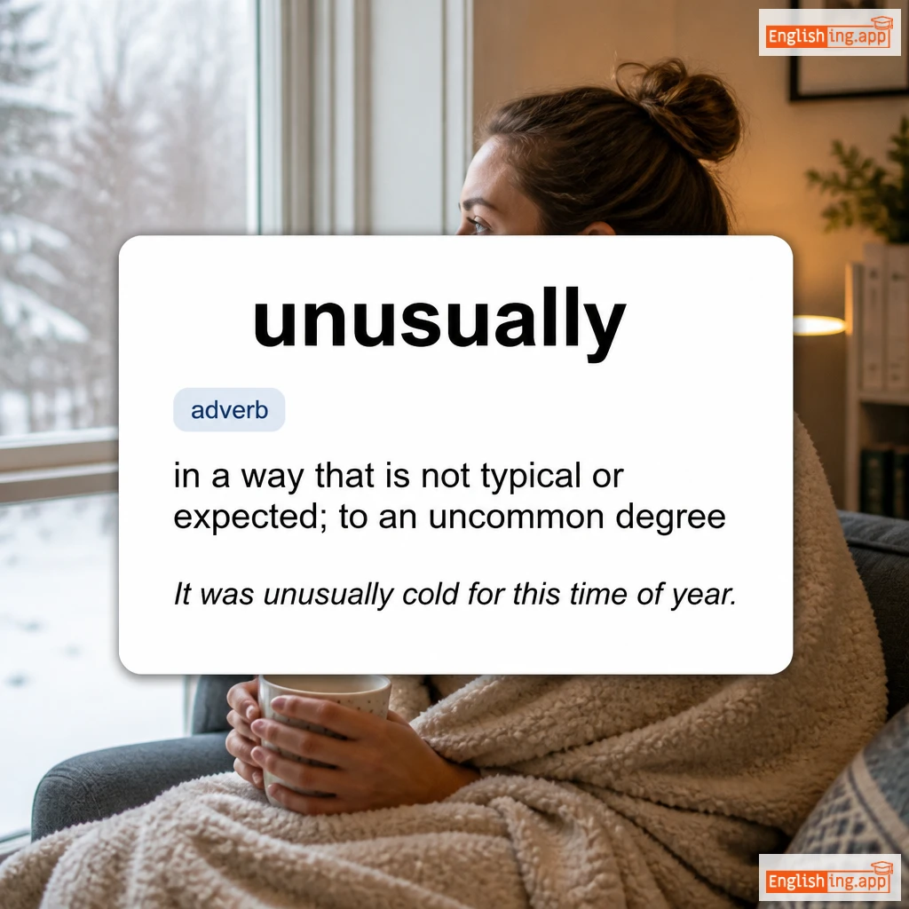 unusually definition card — visual illustration of the meaning