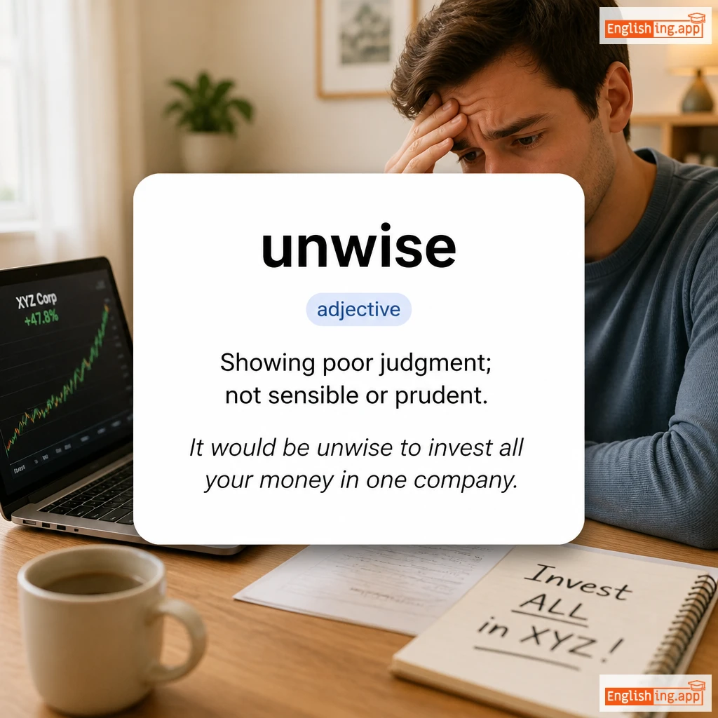 unwise definition card — visual illustration of the meaning