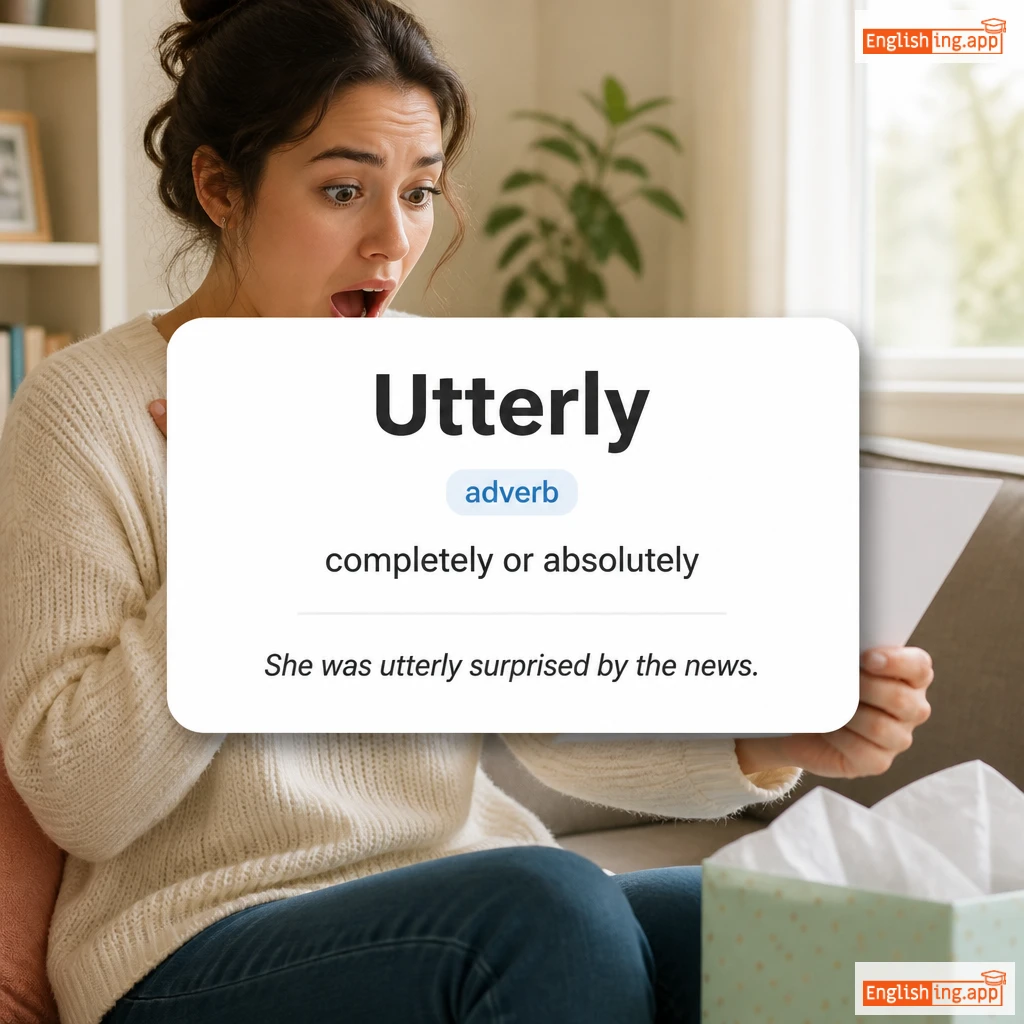 Utterly definition card — visual illustration of the meaning