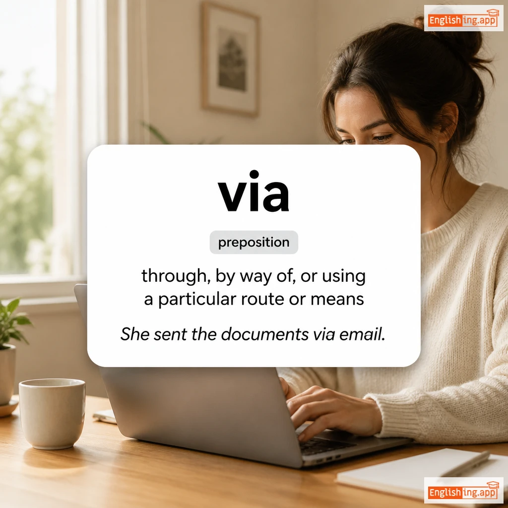 via definition card — visual illustration of the meaning