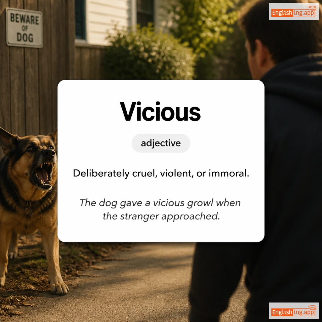Vicious definition card — visual illustration of the meaning