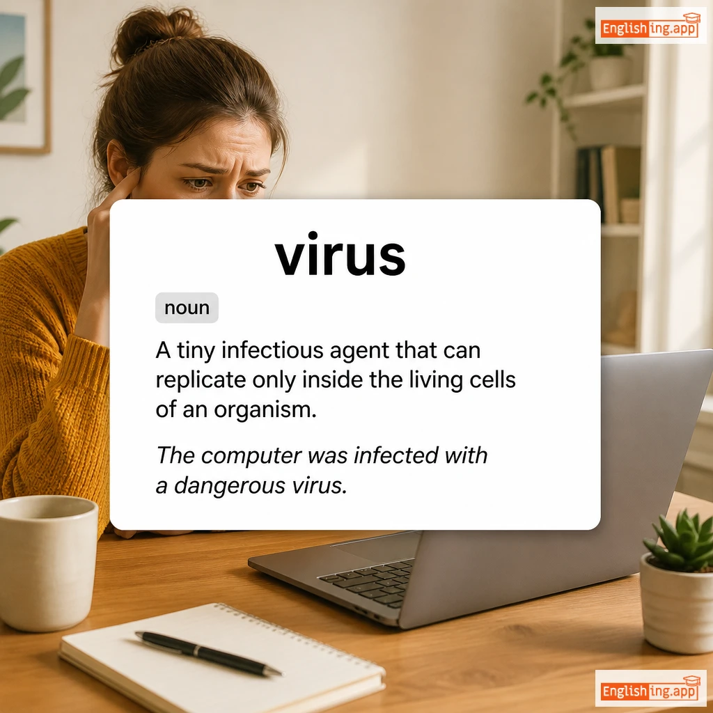 virus definition card — visual illustration of the meaning