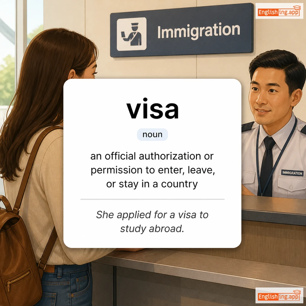 visa definition card — visual illustration of the meaning