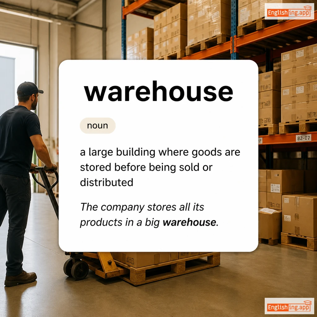 warehouse definition card — visual illustration of the meaning
