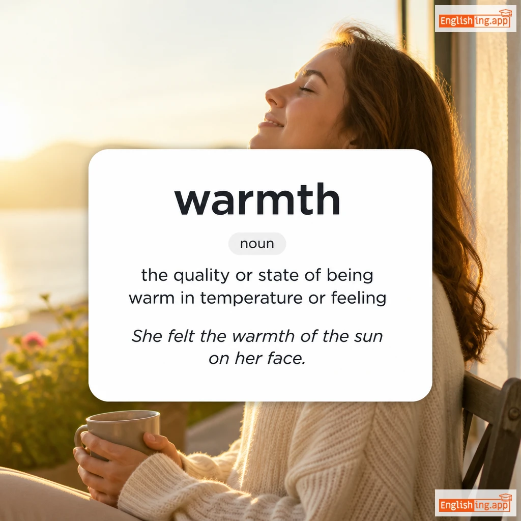 warmth definition card — visual illustration of the meaning