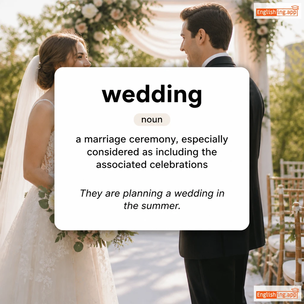 wedding definition card — visual illustration of the meaning