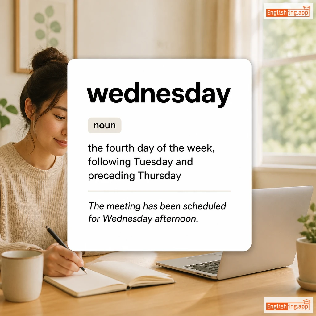 wednesday definition card — visual illustration of the meaning