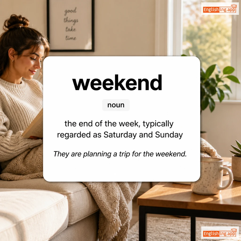weekend definition card — visual illustration of the meaning